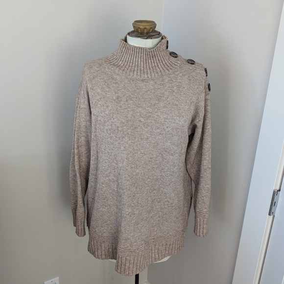 By Anthropologie Margarita Tan Knit Mock Neck Sweater - Picture 4 of 4